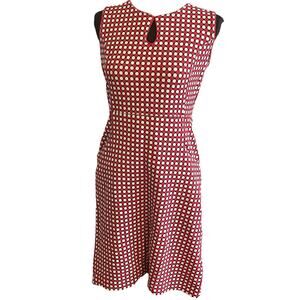 Lands End Mod Dress Career Sleeveless Preppy red navy dot stretch Womens Sz 4